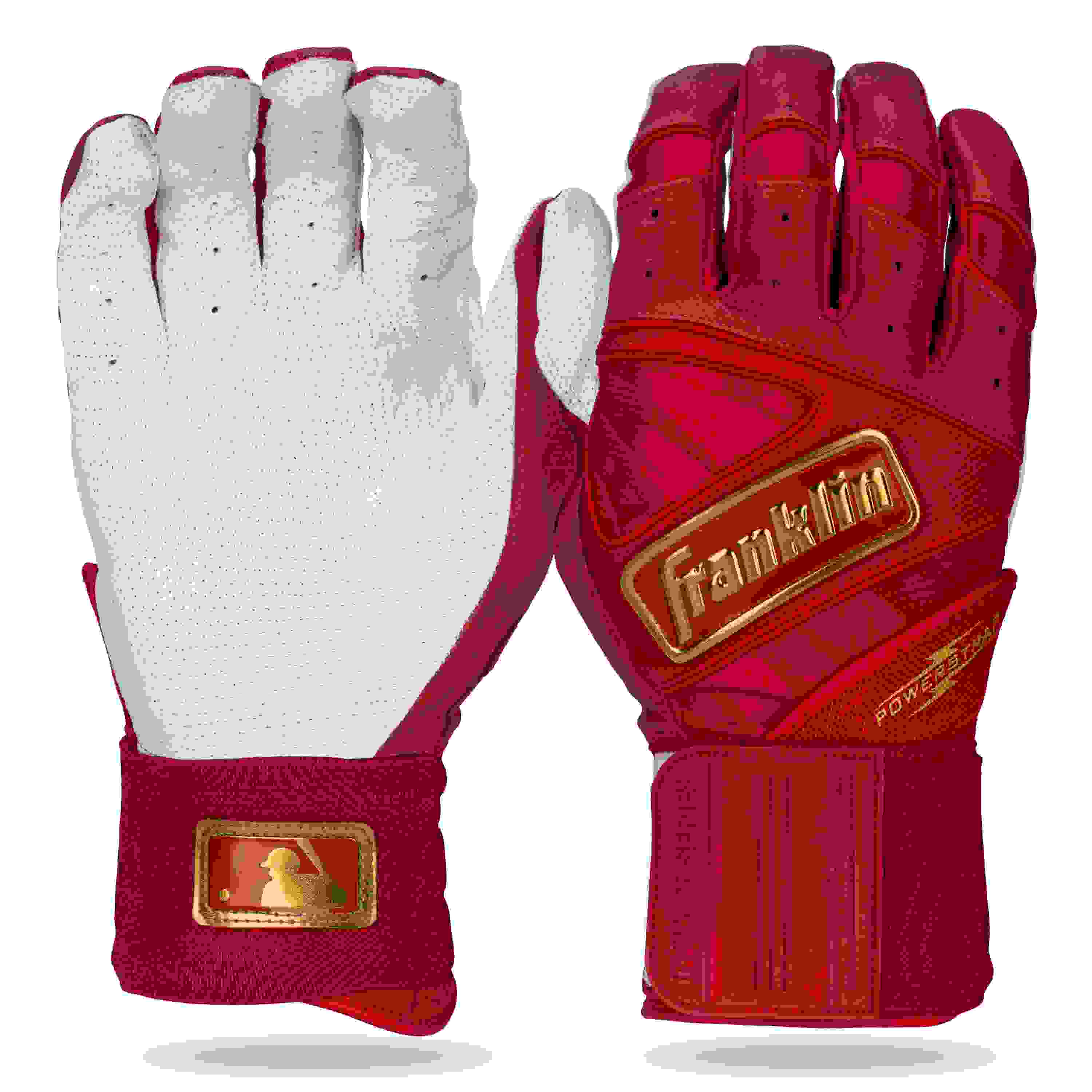Franklin Sports MLB Powerstrap Youth Red/Gold Batting Gloves